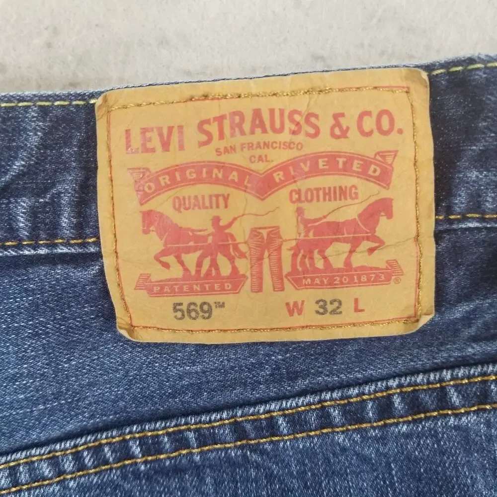 Levi's 569 shorts‎ men's 32x11 relaxed fit blue denim outdoor retro